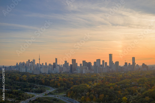 Canvas Print Sunset City Autumn