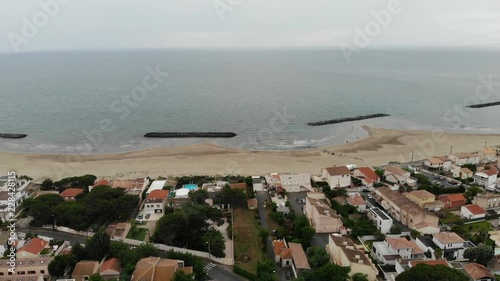 Aerial Drone Footage of the beach at Grau d' Agde in the South of France photo