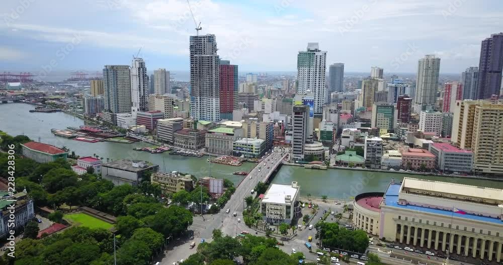 Aerial of Architecture and Cityscape of Manila, Philippines