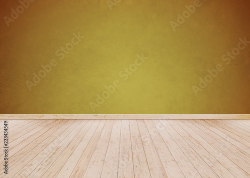 Orange cement wall with Wooden floor