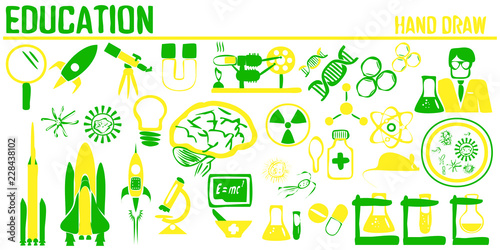 Education icon vector set. Hand drawn