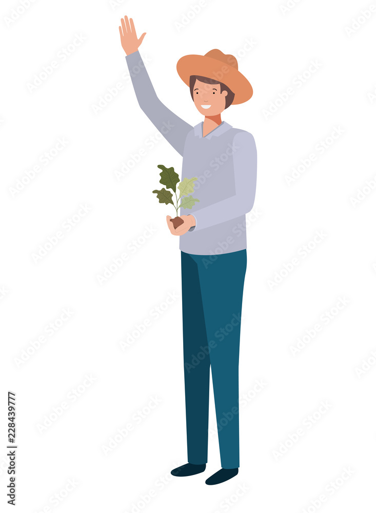 young man with plant avatar character young man with plant avatar character