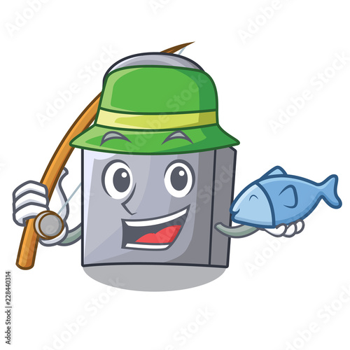Fishing unlocking padlock on the cartoon gate