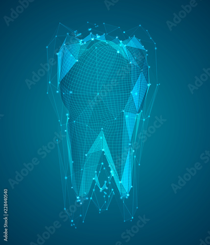 vector 3d tooth for dental medicine. on a blue background