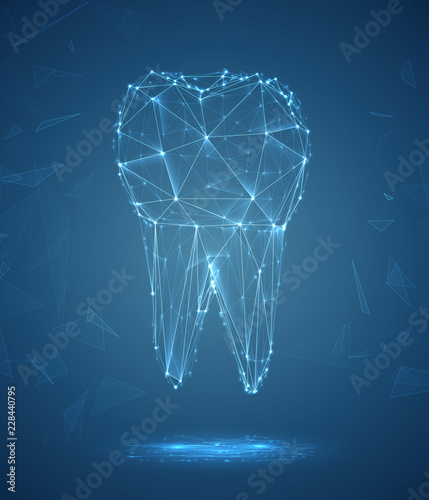 vector 3d tooth for dental medicine. on a blue background