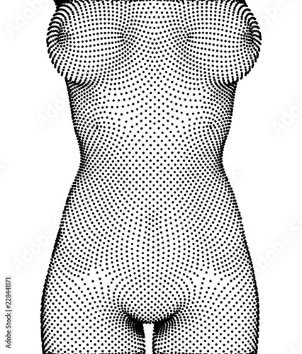 A three-dimensional female body from square polygons.