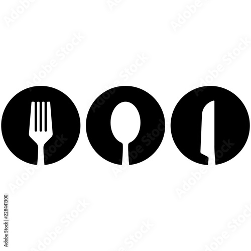 fork,spoon,knife icon black and white color vector