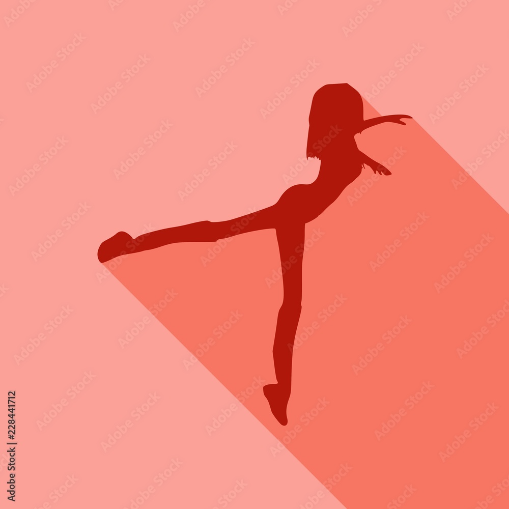 Silhouette of a dancing girl. Sexy women silhouette. Web icon with long shadows for application