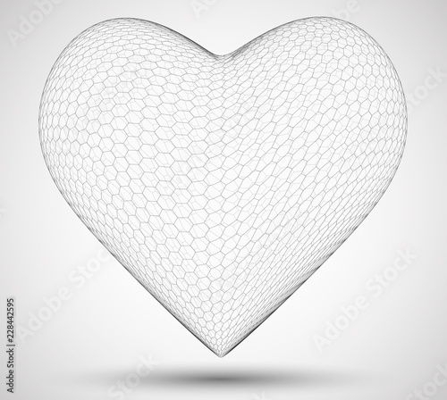 vector 3d Hexagon Hearts. on a colored background.