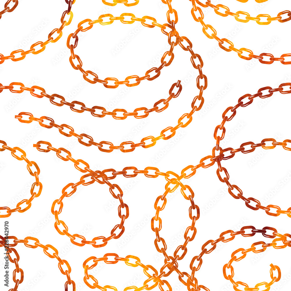 Gold chain on white background. Vector seamless pattern. Gold chain on white background. Vector seamless pattern.