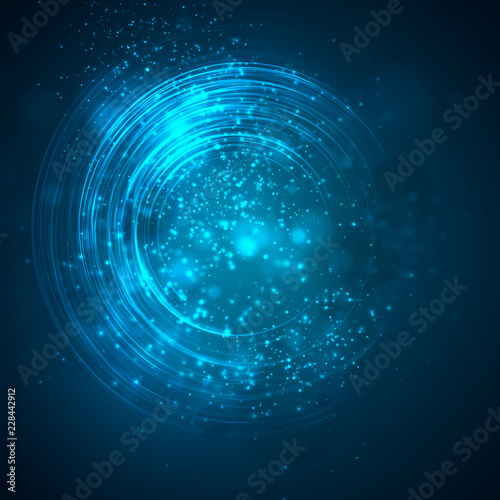 a bright colored energy stream swirling against a dark background.