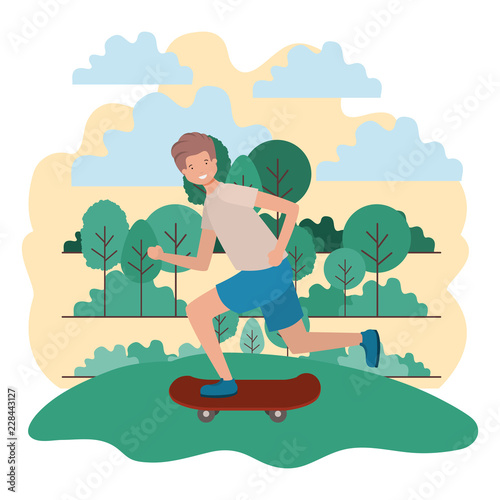 man practicing skateboarding on park