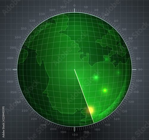 the radar scans the space.