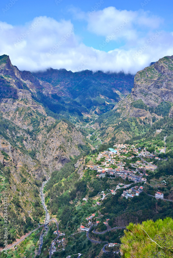 Valley of the Nuns, village Curral das Freiras surrounded with mountains, Madeira Island, Portugal