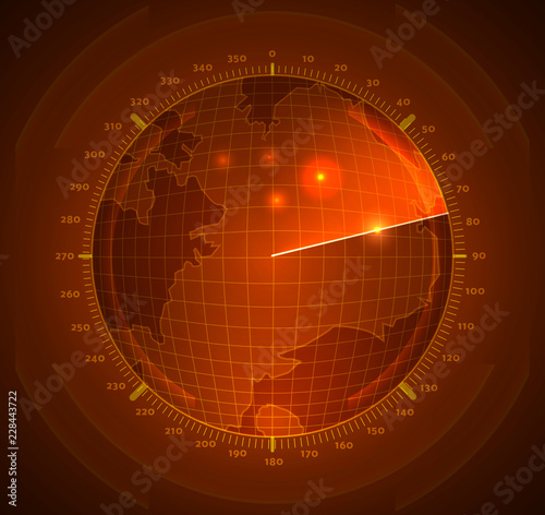 the radar scans the space.