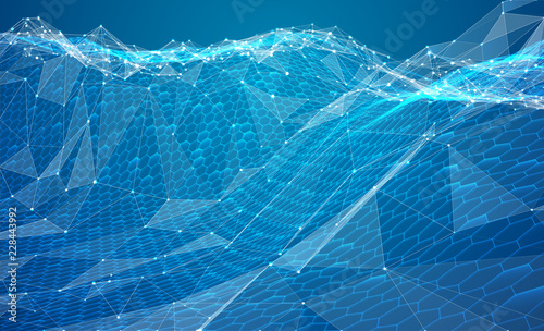 abstract vector background with hexagons. landscape and landscape of the virtual world.