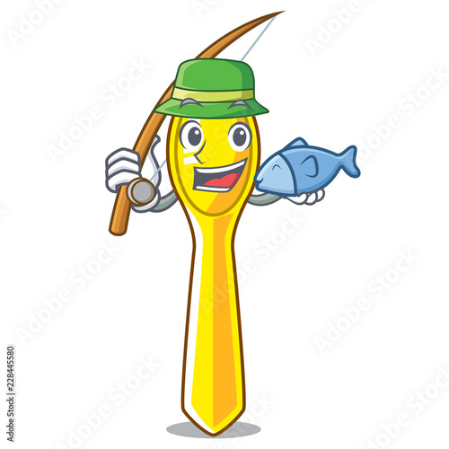 Fishing cartoon plastic spoon on the plate