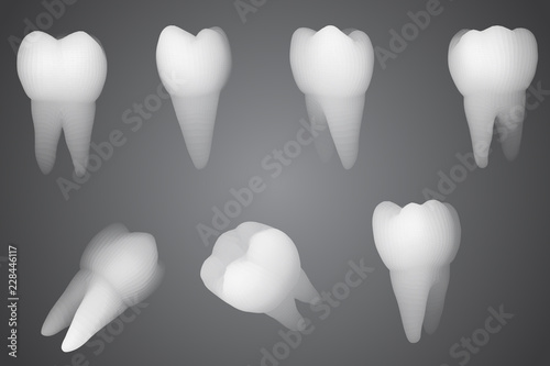vector set of 3d teeth for dental medicine.