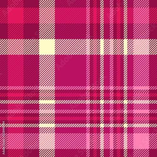 Seamless plaid check pattern in shades of pink, maroon and cream.
