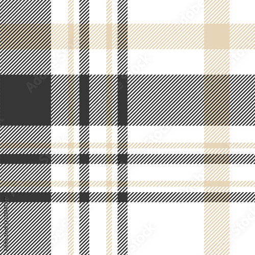 Seamless plaid pattern in black, beige and white