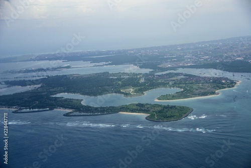 Bali Island aerial view from an airplane