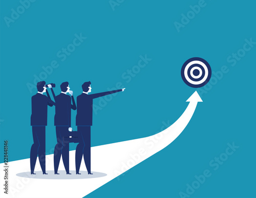 Success. Business team analysis to success. Concept business vector illustration, Flat business cartoon design, Arrow.