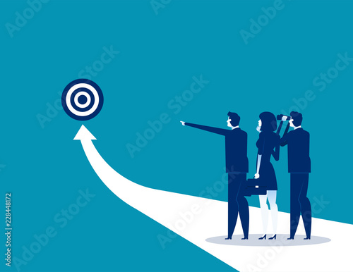 Success. Business team analysis to success. Concept business vector illustration, Flat business cartoon design, Arrow.