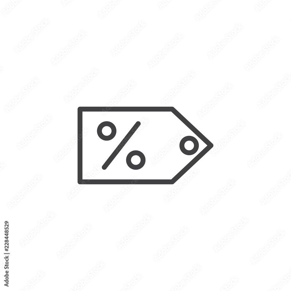 Discount price label outline icon. linear style sign for mobile concept and web design. Percent tag simple line vector icon. Symbol, logo illustration. Pixel perfect vector graphics Discount price label outline icon. linear style sign for mobile concept and web design. Percent tag simple line vector icon. Symbol, logo illustration. Pixel perfect vector graphics