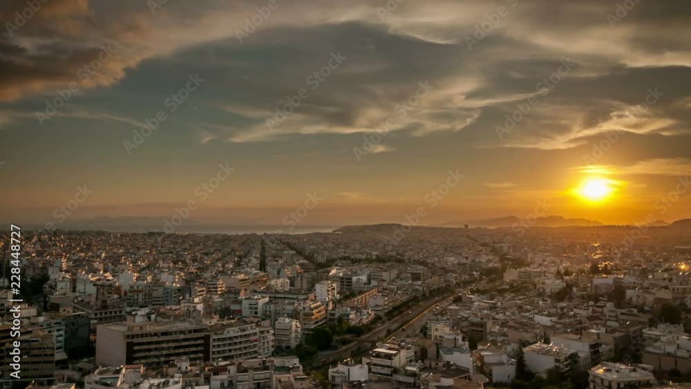 Sunset in Athens, Greece. Panoramic view. Time lapse video. Sunset in Athens, Greece. Panoramic view. Time lapse video.