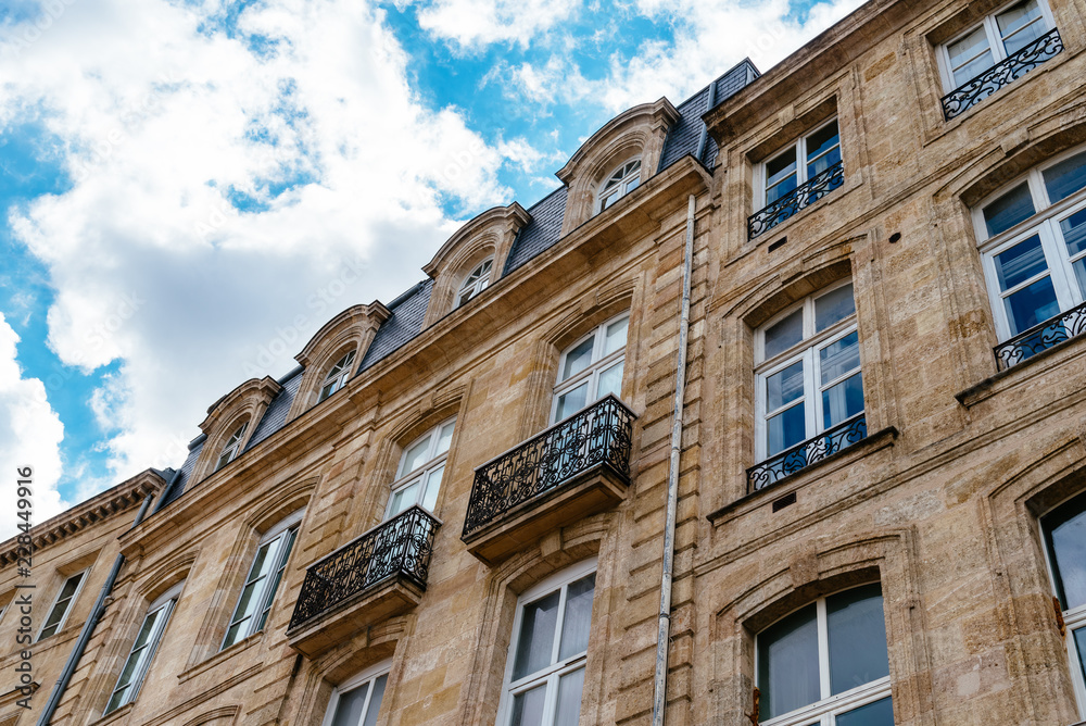 Old residential buildings in Bordeaux in France