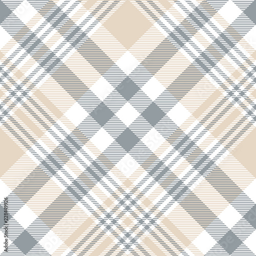 Seamless plaid pattern in grey, beige and white