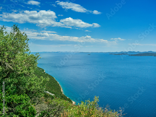 Seascape with islands in background taken from top of Croatian island.