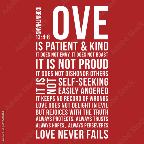 Biblical phrase from 1 corinthians 13:8, love never fails