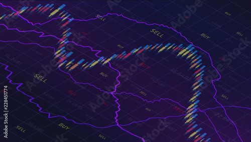 Business graph with tending. Candle stick of stock market or forex trading in perspective graphic design for financial investment concept.Stock Market Prices. Candle stick stock market tracking graph.