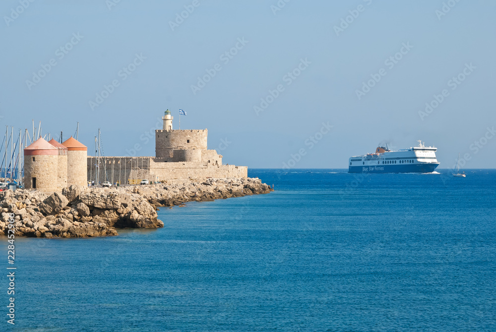 Rhodes Landmark Mandraki Port. Greece. 