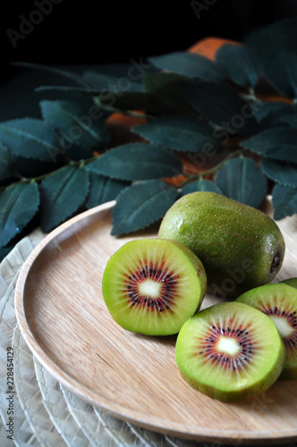 Fresh Red Kiwifruit on Plate