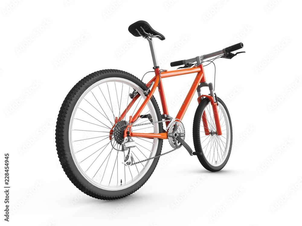 3D Rendering red bicycle isolated on white background