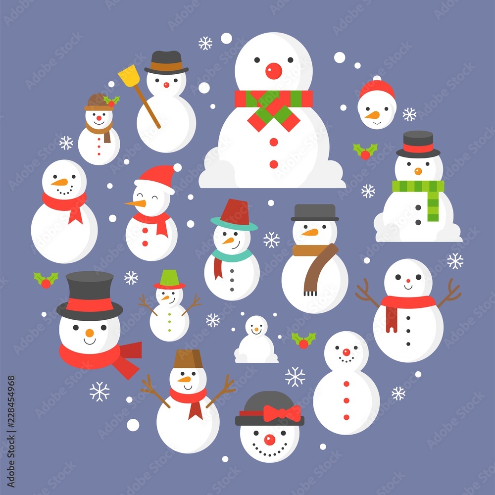 snowman icon on background for christmas holidays