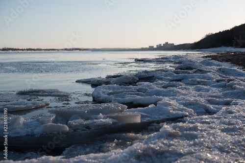 ice floes on the river