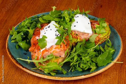 Bruschetta with salmon and egg