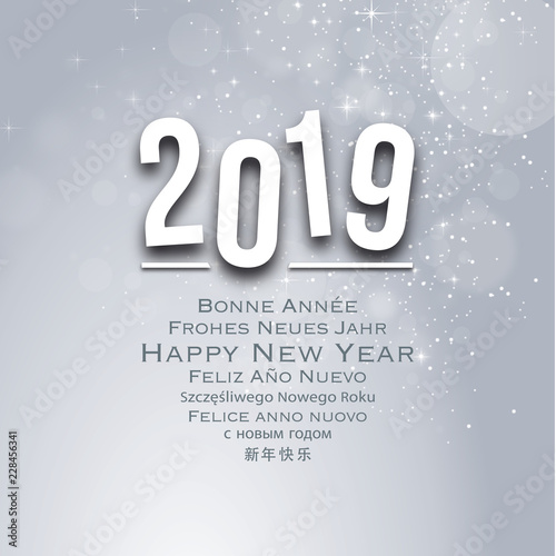 Carte de voeux - Multilangues - Happy New Year 2019