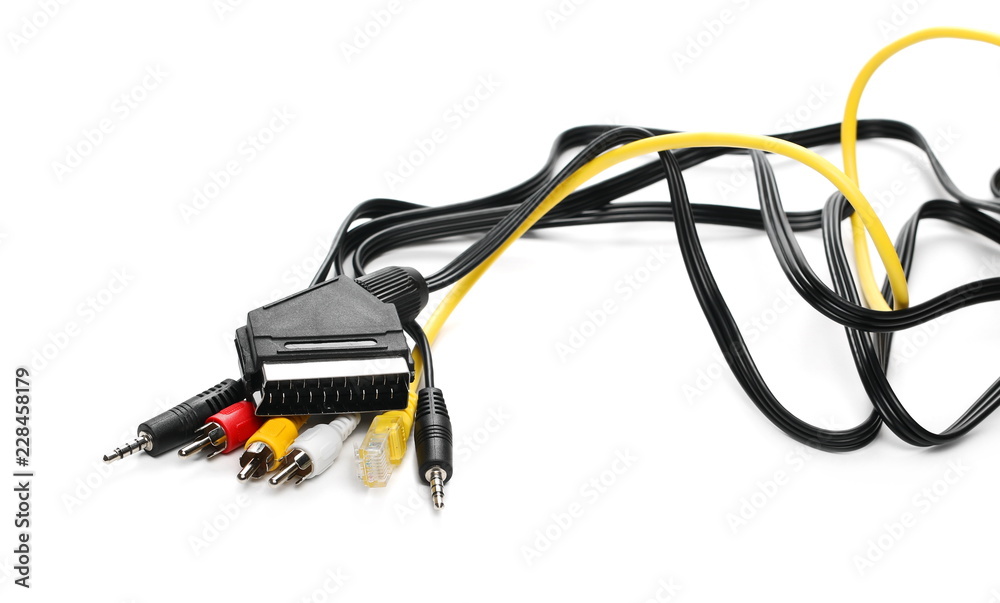 Telecommunication cables, isolated on white background Telecommunication cables, isolated on white background