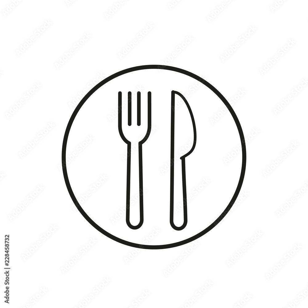 Fork and knife logo, icon vector