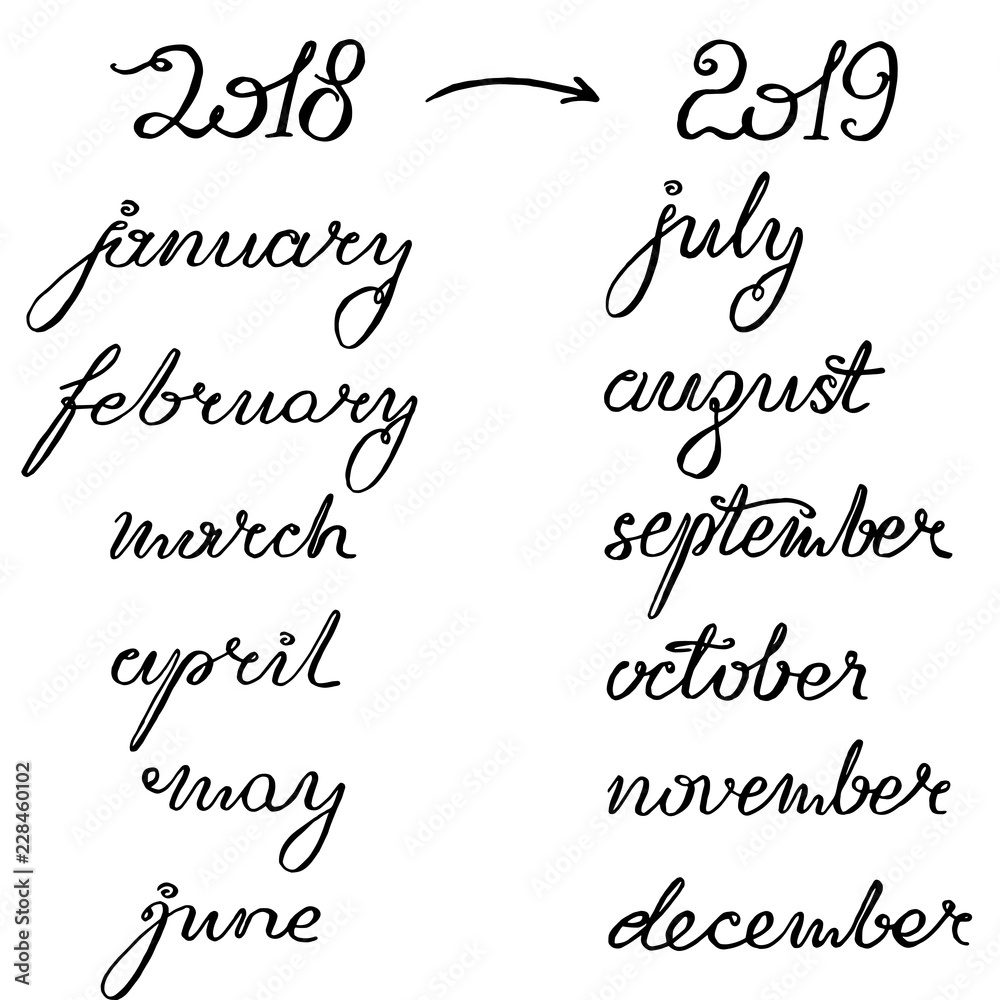 New Year 2019 Lettering for Calendar, Planner or Organizer - All Months, Year Numbers as a Bonus New Year 2019 Lettering for Calendar, Planner or Organizer - All Months, Year Numbers as a Bonus