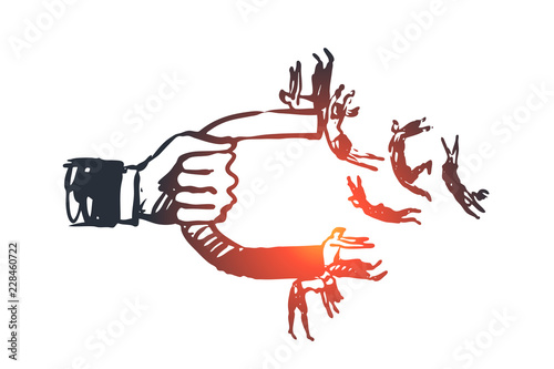 Influence, magnet, business, audience, share concept. Hand drawn isolated vector.