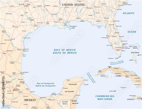 gulf of mexico road vector map