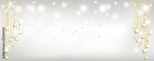 Christmas Golden Stars CurtainSnowfall Banner