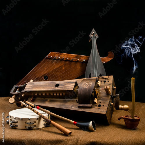 The composition of the ethnic musical instruments photo