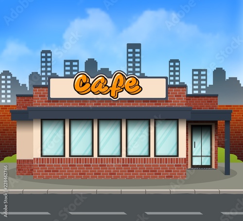 Cafe storefront building background
