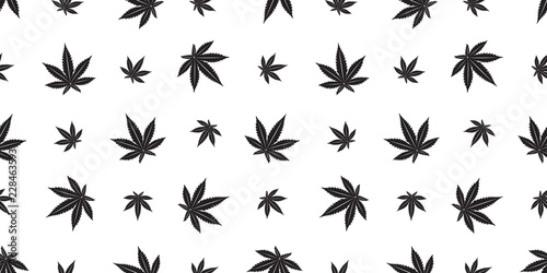 Marijuana seamless pattern vector Weed cannabis leaf scarf isolated tile background repeat wallpaper white © CNuisin